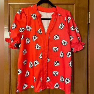 NWT Georgia Bulldogs, Women’s V-neck Blouse Size Medium